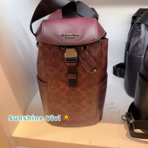 NWT Coach Racer Pack Signature In Canvas & Leather CCF93 Black Currant